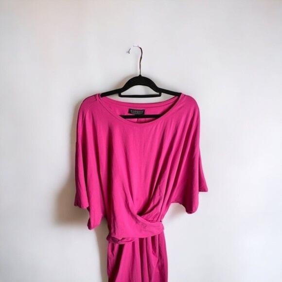 Eloquii Pink Cross Front Flutter Sleeve‎ Dress size 28 plus size stretchy jersey - Picture 7 of 8